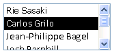 A basic list box control on a form