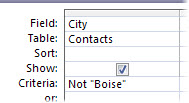 To exclude a word or phrase, use the Not criteria followed by the word or phrase you want to exclude.