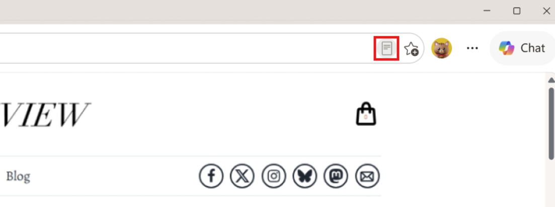 Screenshot of Reading mode in address bar.