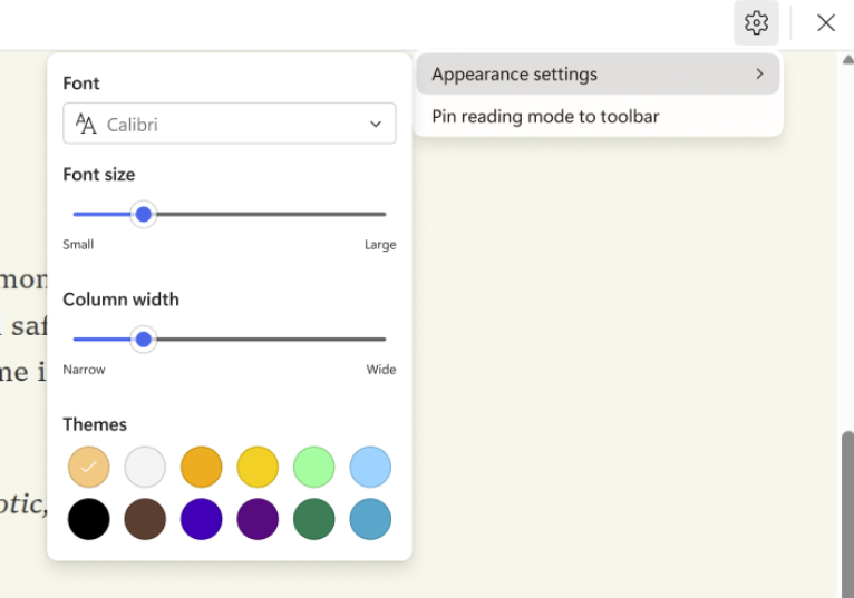 Screenshot of readingmode-font.