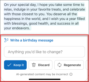 Some After careful consideration text from email draft using Copilot in iOS and Android