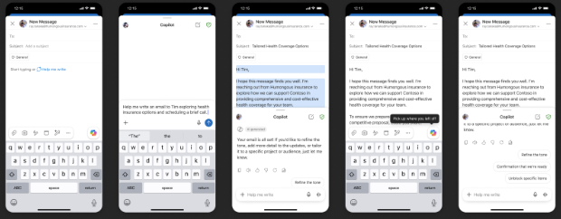 Drafting with Copilot on mobile