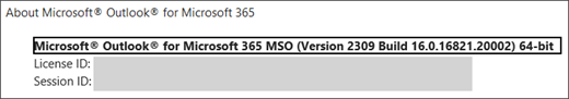 Screenshot showing the name of the product, the version youre running, and if its 32 or 64 bit.