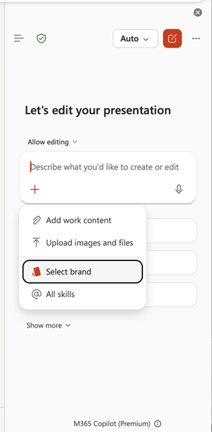 Select Brand entrypoint in PowerPoint.