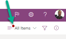 A red dot on the Switch view options menu indicates that there is a Sync issue that needs attention.