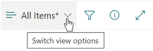 The Switch view options menu.