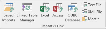External Data tab showing import and link commands