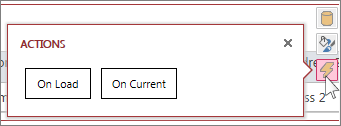 The Actions dialog in a web datasheet view