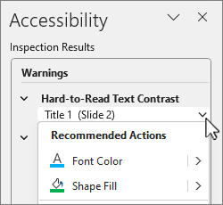 Recommended action dialog