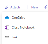 Screenshot of attach options.