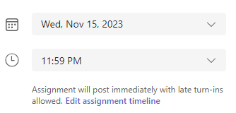 Screenshot of due date.