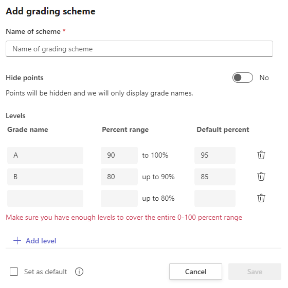 Screenshot of grading example.