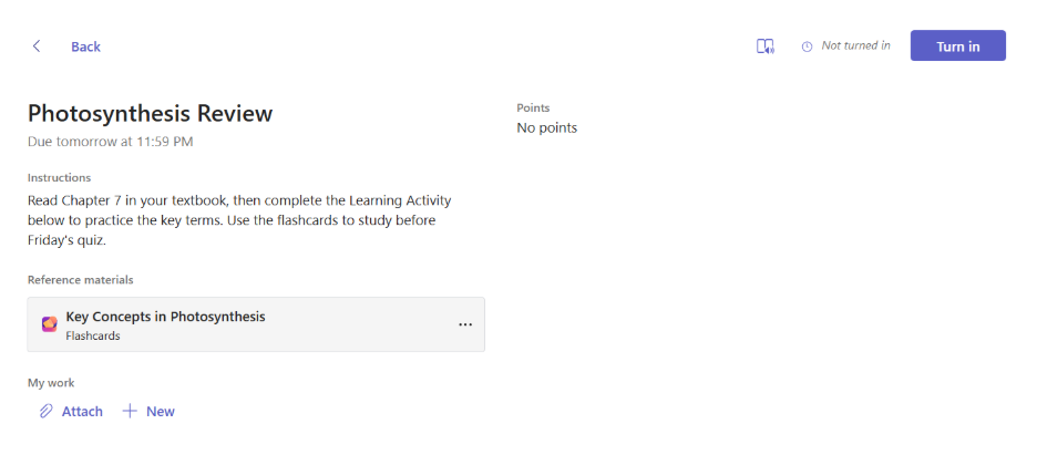 Screenshot of a Learning Activity card displayed within an assignment.