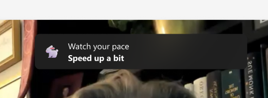 Screenshot of pace monitoring.
