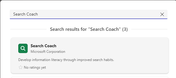 Screenshot that shows the search coach.