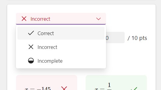 Screenshot of answer options.