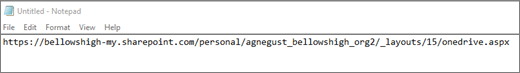 Screenshot of URL.