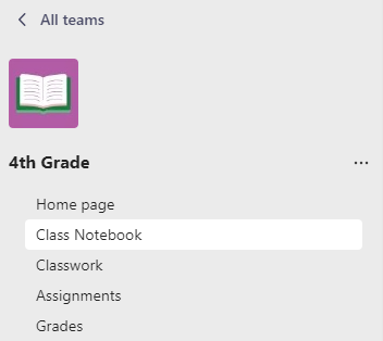 Screenshot of class notebook tab.