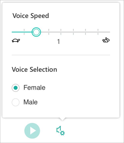 Screenshot of voice settings.