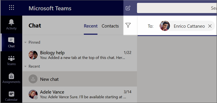 Screenshot that shows start a new chat.