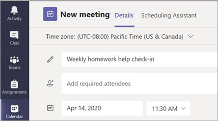 Screenshot that shows to give your meeting a title.
