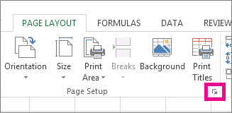 Dialog Box Launcher in the Page Setup group