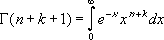 Gamma of n plus k plus 1 as an improper integral