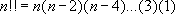Double factorial formula for odd numbers