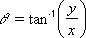 Angle theta of a complex number as the arctangent of y divided by x