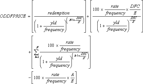 ODDFPRICE formula for an odd short first coupon