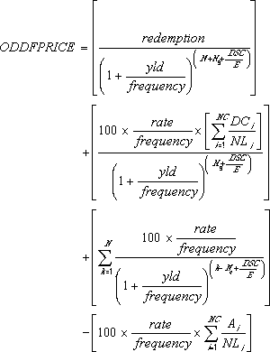 ODDFPRICE formula for an odd long first coupon