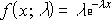 Probability density equation f(x; λ) = λe^(−λx)