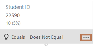 Screenshot that shows a value distribution bar chart pop-up.