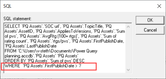SQL WHERE clause with a question mark parameter