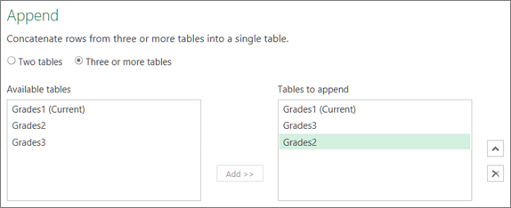 Append dialog combining three tables