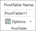 PivotTable Options command for merging item labels