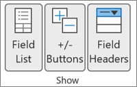 Field List button in the PivotTable Show group