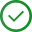 Green circle with a tick or check mark