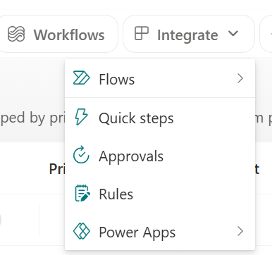 Screenshot that shows Dropdown menu with Configure Approvals option.