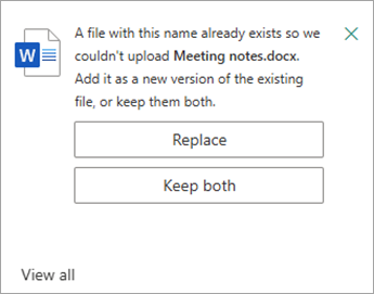 You have the chance to replace or keep both copies of the file youre uploading.