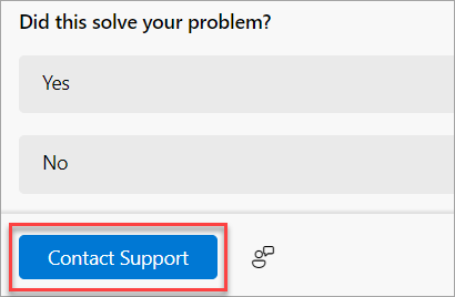 The Contact Support button in the Get Help app.