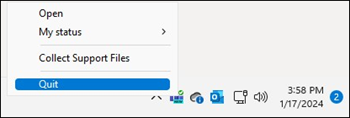 Quit Teams from taskbar.