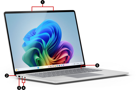 Screenshot that shows a Surface Laptop 7th Edition configured with the identified hardware features