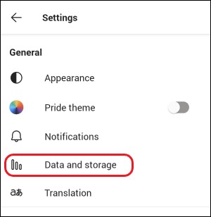 Teams-mobile-data and storage setting