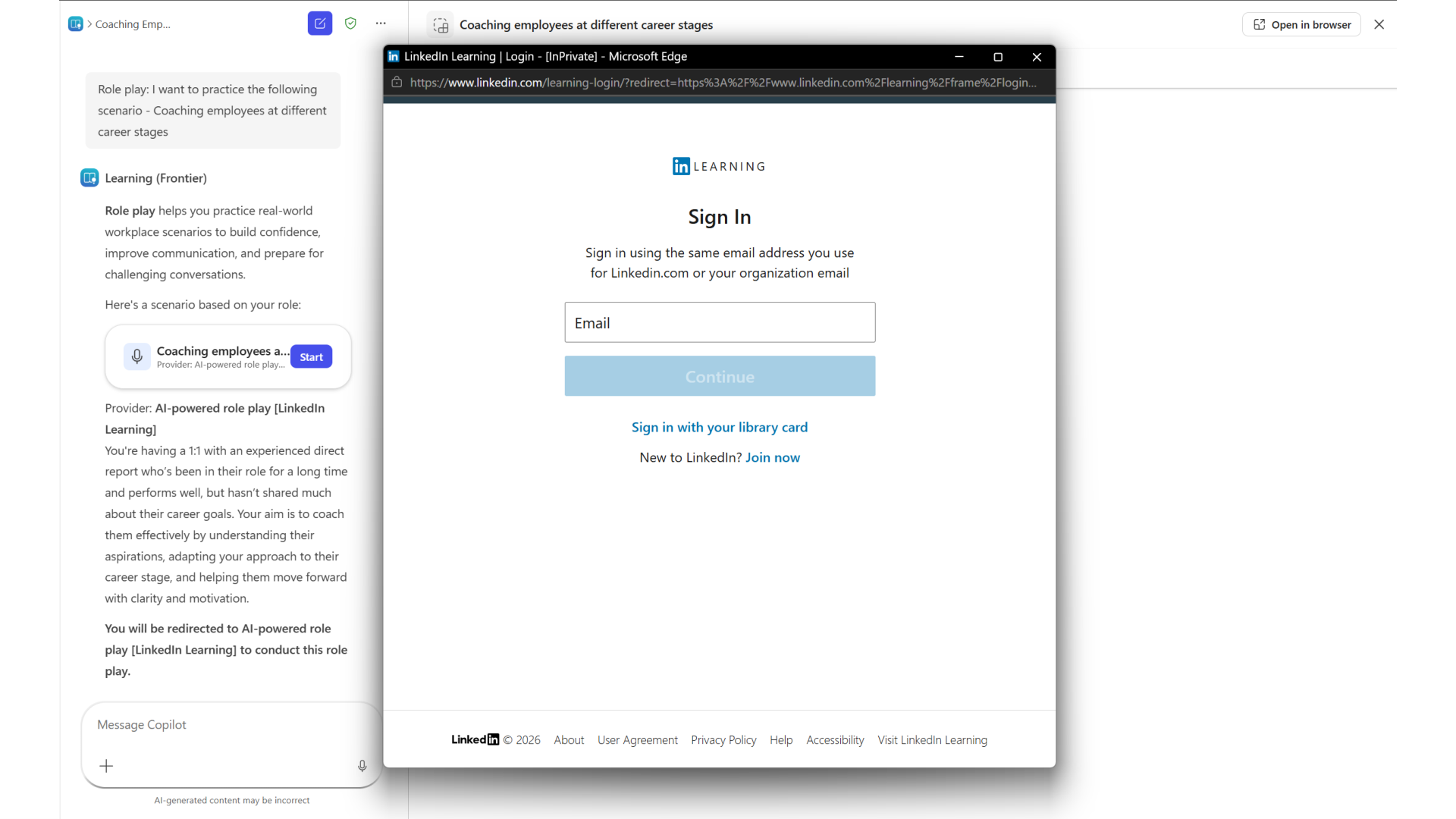 Figure 17. LinkedIn Learning sign-in prompt