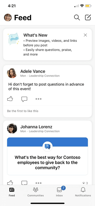 View mobile feed