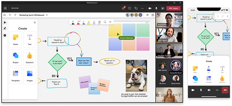 Whiteboard web and mobile apps