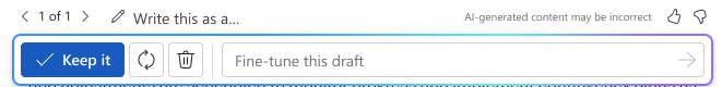 Copilot in Words options for keeping or changing its response