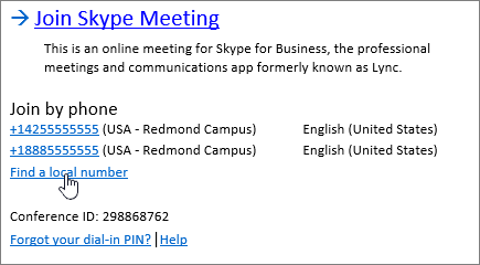 Meeting Occurence Find Local Number