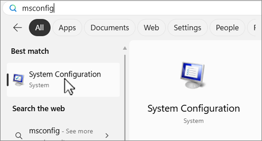 Search MSConfig.